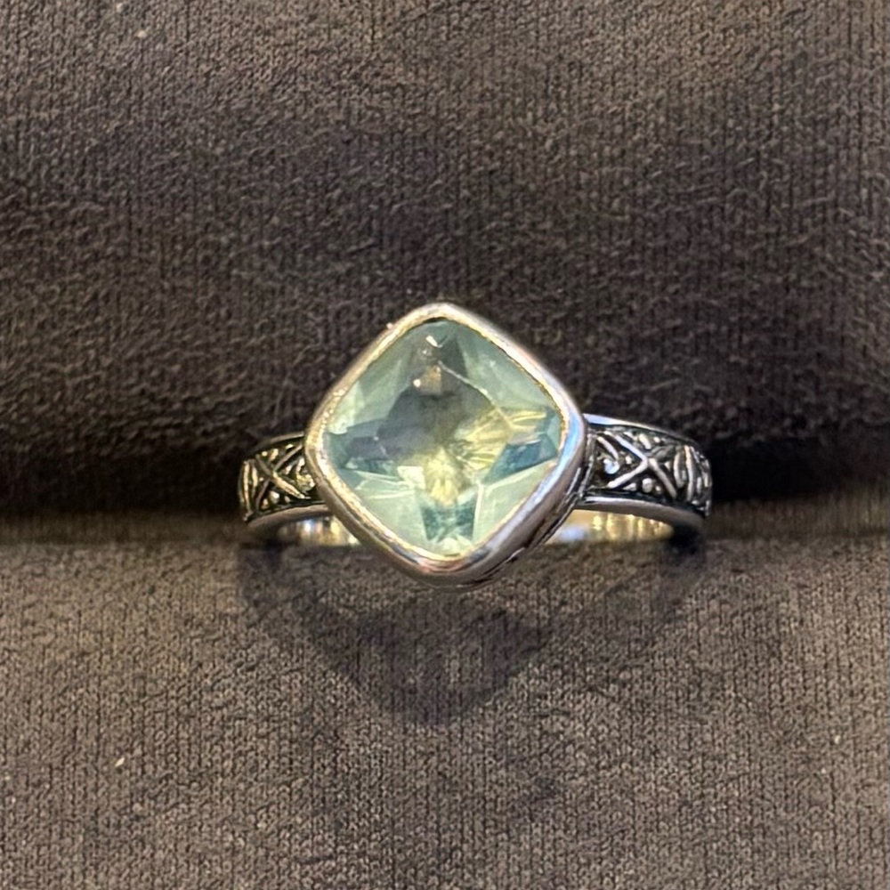Silpada Sterling Silver Frozen Lake Aqua Blue Filigree Band Size 5 Ring R2044